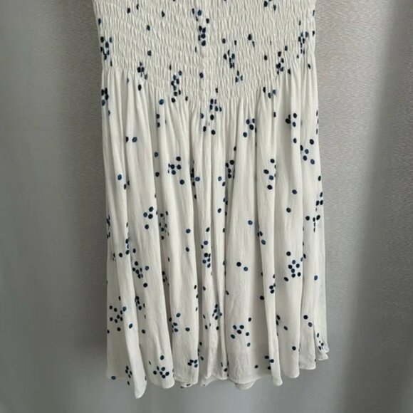 Santa Monica Pier Blue and White Print Off-the-Shoulder Dress - Picture 5 of 16